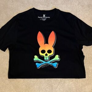 Psycho Bunny  Black Tee with Vibrant Bunny Skull Design